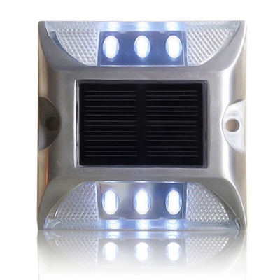 Plot Routier LED Solaire Fixe Blanc 6 Leds