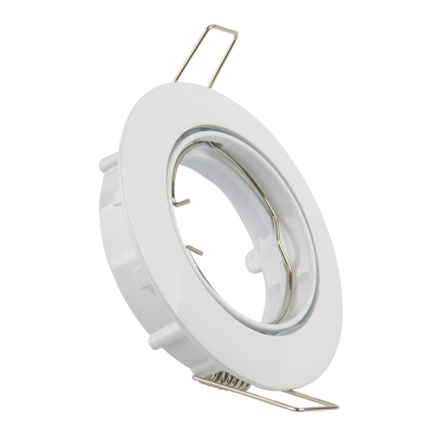 Kit Support de Spot Rond Orientable Blanc+Ampoule LED GU10+Douille Automatique