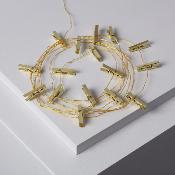 Guirlande LED Fil de Fer avec Pinces à Linge Dorée à Piles 3.5m