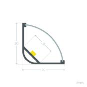 Profilé Aluminium pour Angle avec Capot Continu pour Ruban LED jusqu'à 20mm