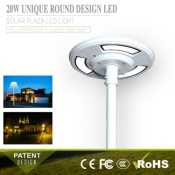 Tête Lampadaire Ronde LED Solaire 20W avec Détecteur de Présence