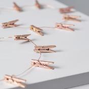 Guirlande LED Fil de Fer avec Pinces à Linge Rose Doré à Piles 3.5m