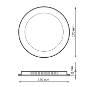 Dalle LED Ronde Noire 12w CCT Coupe 150mm