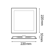 Dalle LED Carré Noire 20w CCT Coupe 205x205mm