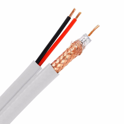 300m  Câble Coaxial RG59 Cuivre Aluminium avec 2 Câbles Electriques