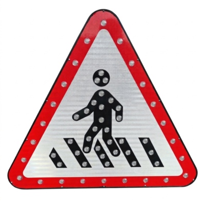 Panneau de Signalisation Solaire LED Triangulaire Passage Piéton A13b