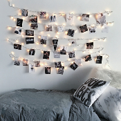Guirlande LED Fil de Fer avec Pinces à Linge Rose Doré à Piles 3.5m