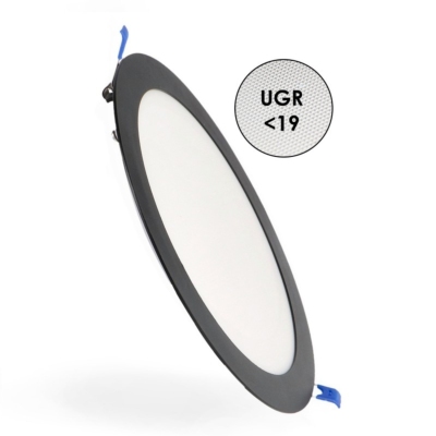 Dalle LED Ronde Noire 20w CCT Coupe 205mm