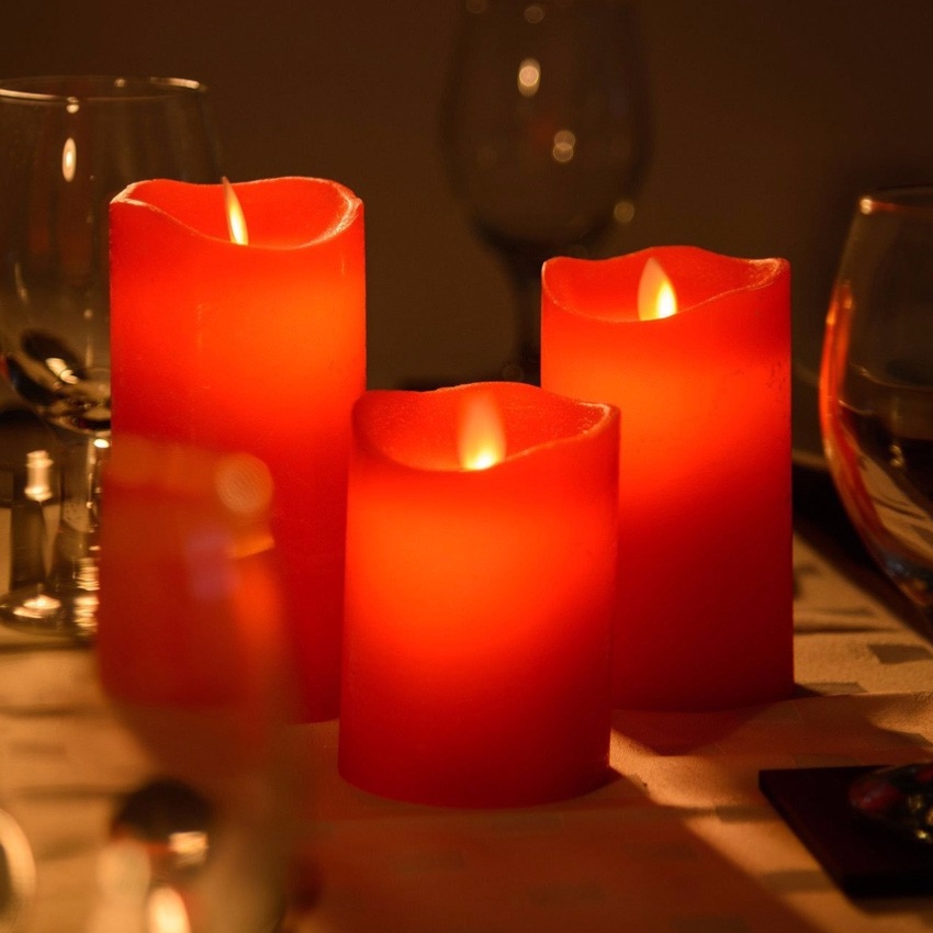Lot Led Rouge De Bougies Flamme 3 4AR35jLq