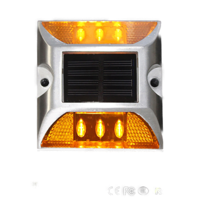 Plot Routier LED Solaire Fixe Orange 6 Leds