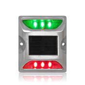 Plot Routier LED Solaire Clignotant  Vert et Rouge 6 Leds