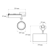 Spot LED Gatling Noir 40w pour Rail Triphasé