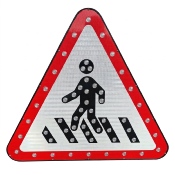 Panneau de Signalisation Solaire LED Triangulaire Passage Piéton A13b