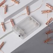 Guirlande LED Fil de Fer avec Pinces à Linge Rose Doré à Piles 3.5m