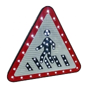 Panneau de Signalisation Solaire LED Triangulaire Passage Piéton A13b