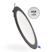 Dalle LED Ronde Noire 20w CCT Coupe 205mm