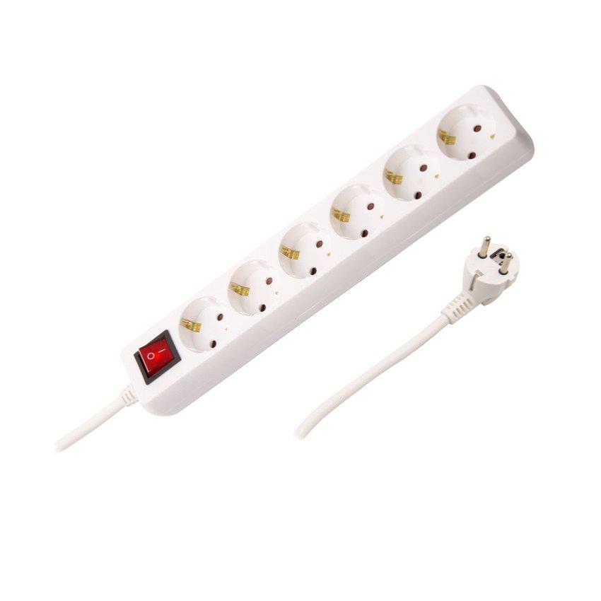 Multiprise avec 5 prises Schuko avec interrupteur Lanberg, couleur blanche  1,5m - Cablematic